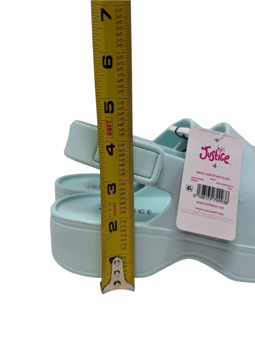 Justice Mint Green Star Clog Sandals girls size US 4 /EU 36 NWT